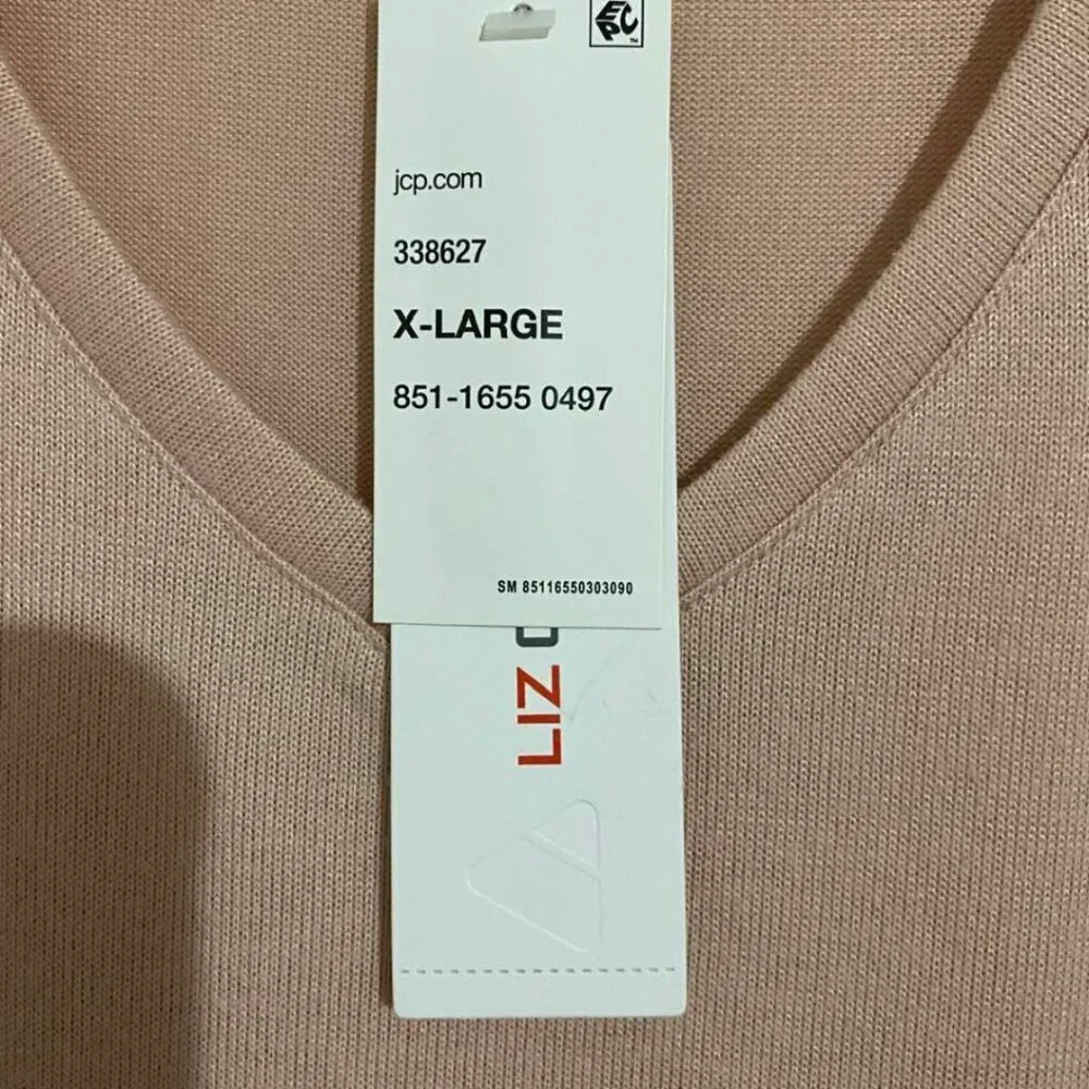 Liz Claiborne Rose Quartz Gold Button V-Neck Size XL NWT - Brand New with Tags! - Picture 10 of 13